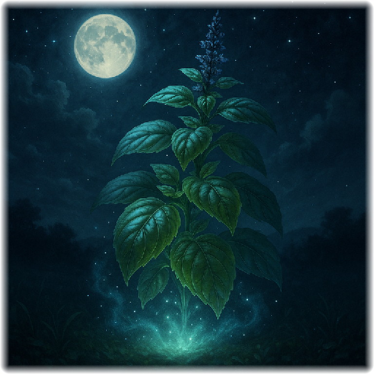 幻想的な月光の下のバジル