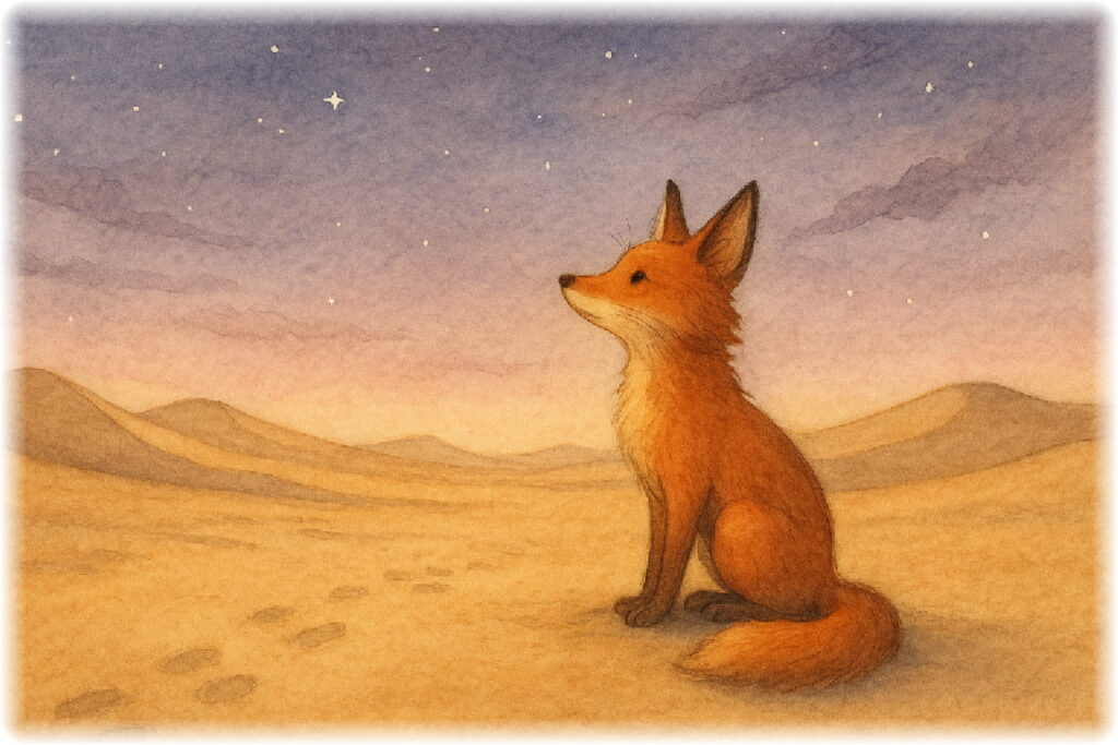 æã®çåããŸé¢šã®ã€ã©ã¹ãã倿®ãã®ç æŒ ã«ããããçã®å§¿ãæãããæ
æ¯